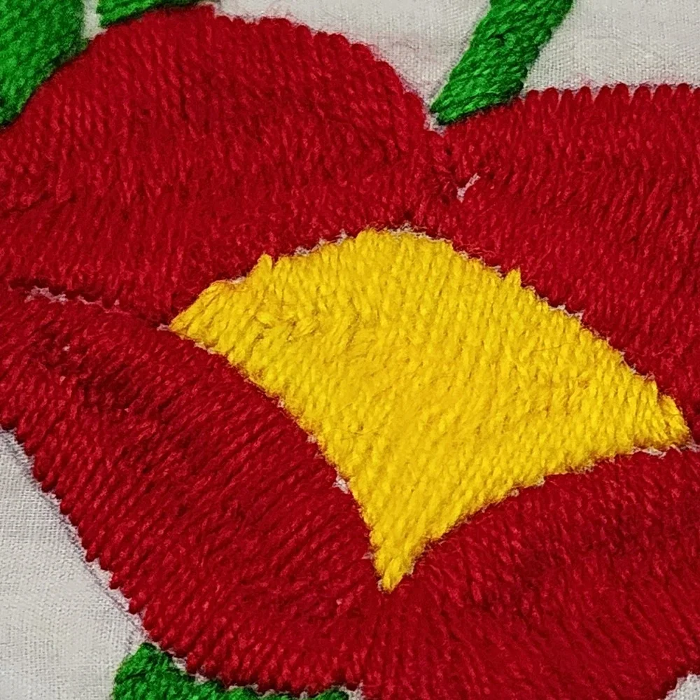 Vintage Hand Embroidered Dios Te Bendiga Floral Pillowcase Spanish Blessing